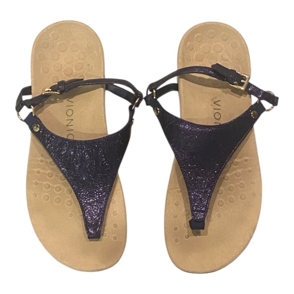 Vionic leather sandal. Blue metallic. Sz 8. Eu 39 - Picture 11 of 16